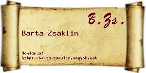 Barta Zsaklin névjegykártya